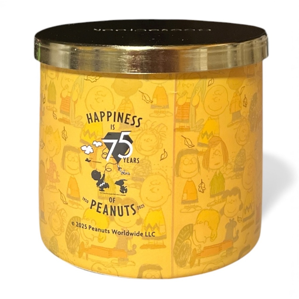 Goose Creek X Peanuts 75 Years Crisp Fall Days 14.5 oz 3-wick Soy Candle - Picture 2 of 4